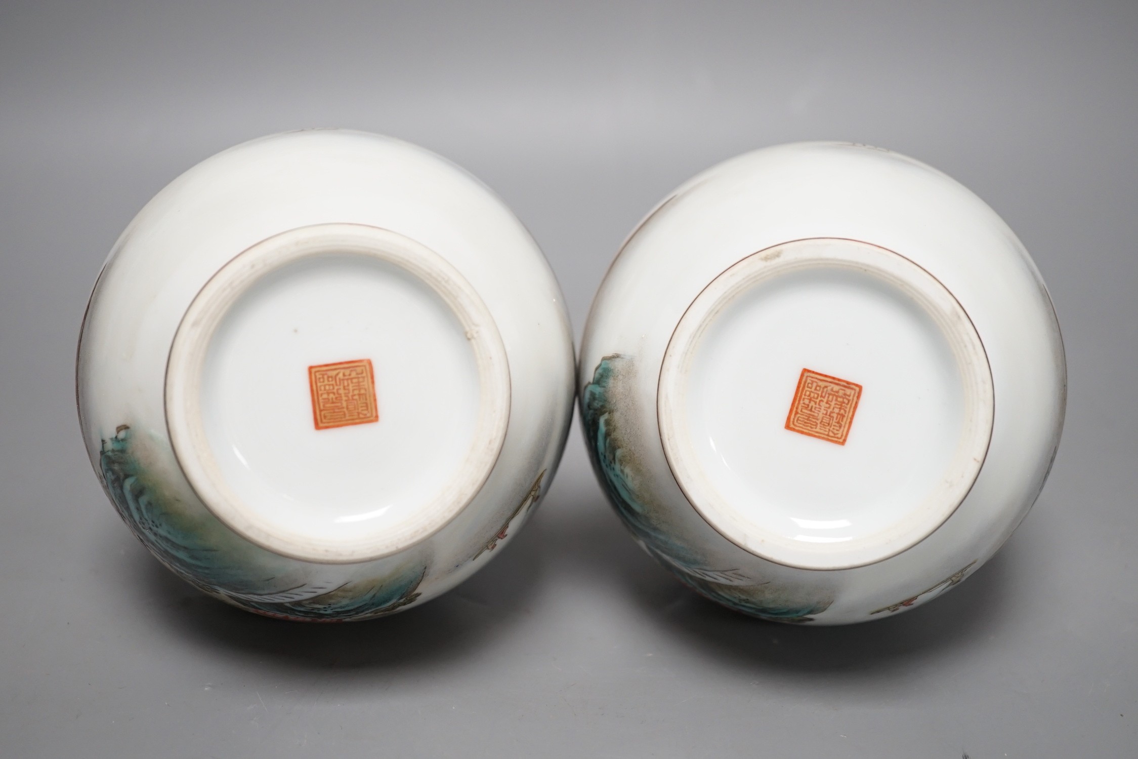 A pair of Chinese enamelled vases, 15cms high